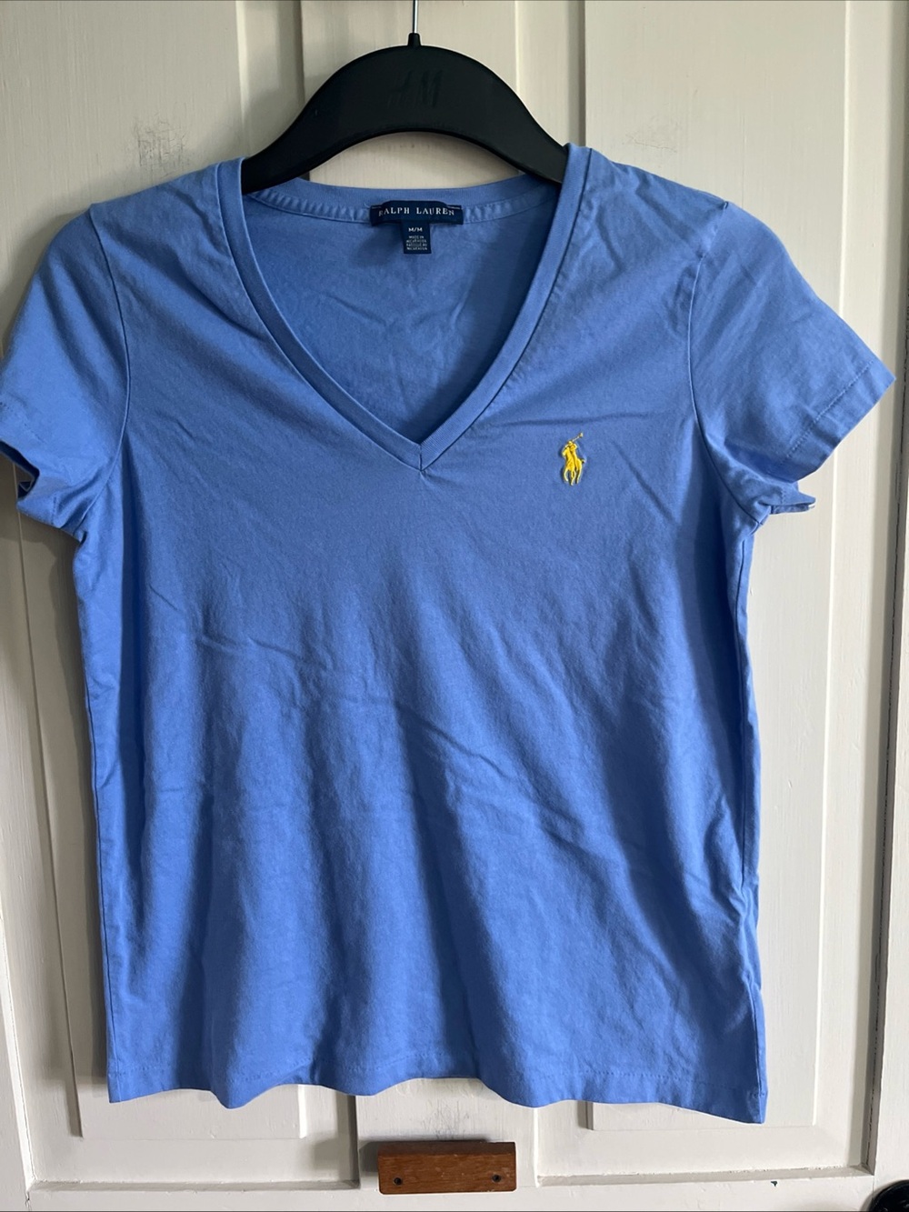 Ralph Lauren Light Blue V-Neck Short Sleeve Tee with Yellow Pony